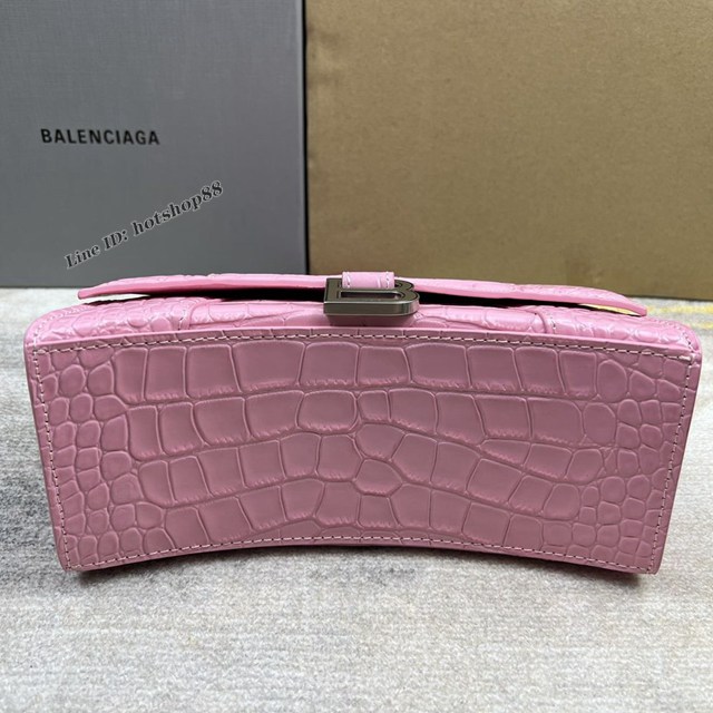 Balenciaga專櫃爆款新色S號鱷魚紋櫻花粉沙漏包 巴黎世家Hourglass沙漏包 fyj1951